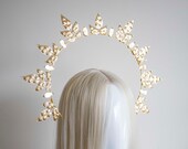 Gold Metal Leaf Sun Crown: Baroque Wedding Headband — image 8