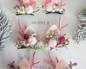 Soft Pink Reindeer Antler Clip : Festive Holiday Hair Accessories — image 1