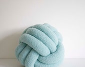 Sky Blue Plush Knot Pillow: Scandinavian Decorative Cushion — image 1