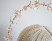 Gold Star and Moon Halo Headband: Bridal Celestial Crown — image 2