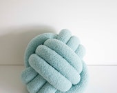 Sky Blue Plush Knot Pillow: Scandinavian Decorative Cushion — image 4