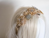 Handmade Celestial Crown, Gold Starburst Tiara, Crystal Sunburst Headband (PANMILLI) — image 5