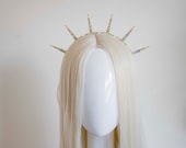Gold Sun Crown with Crystals: Goddess Bridal Headpiece — image 1