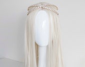 Gold Crystal Cross Hair headband - Panmilli | large crystals | women accessory | Goddess headpiece | Bridal headband | bling bling headband — image 1