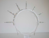 Crystal Sun Goddess Crown: Silver Metal Bridal Headpiece — image 3