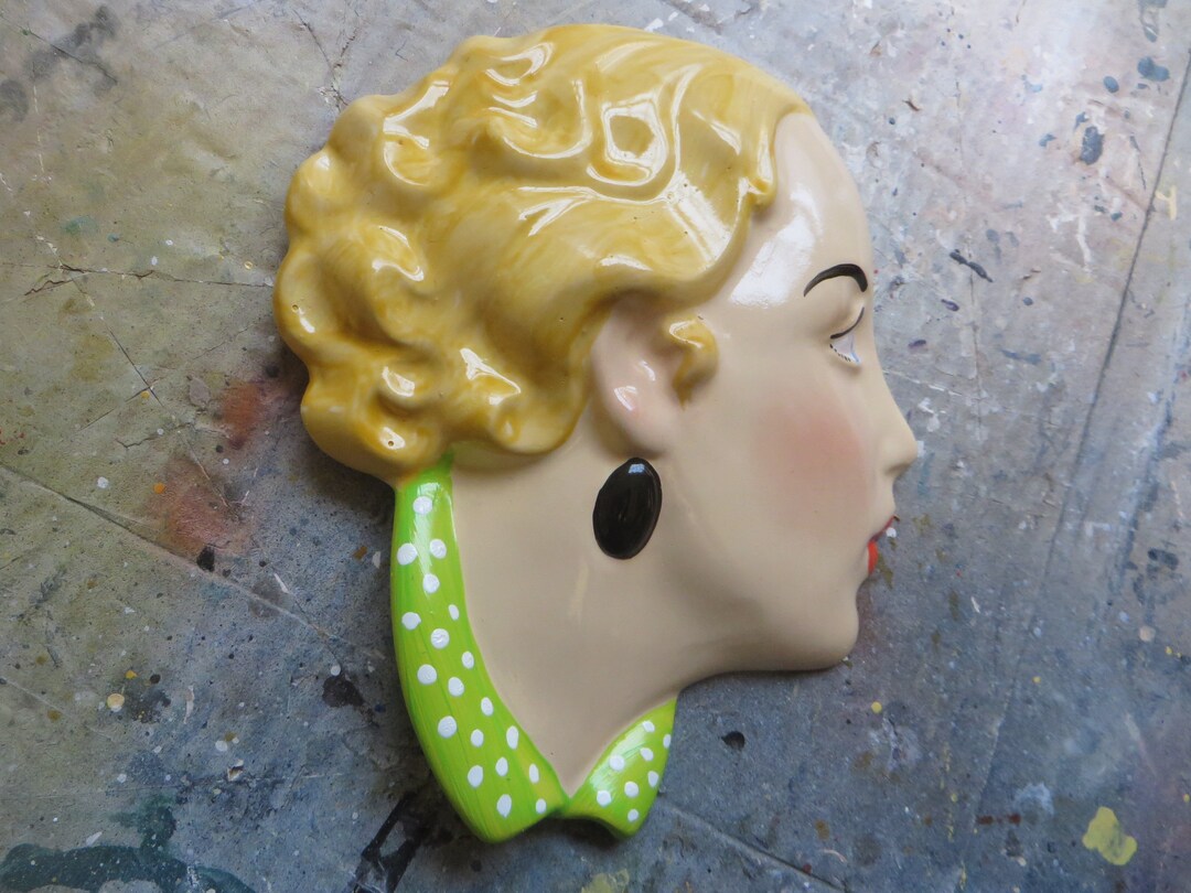 Art Deco Stylized Lady Wall Mask Wall Head Wall Plaque Hand Etsy