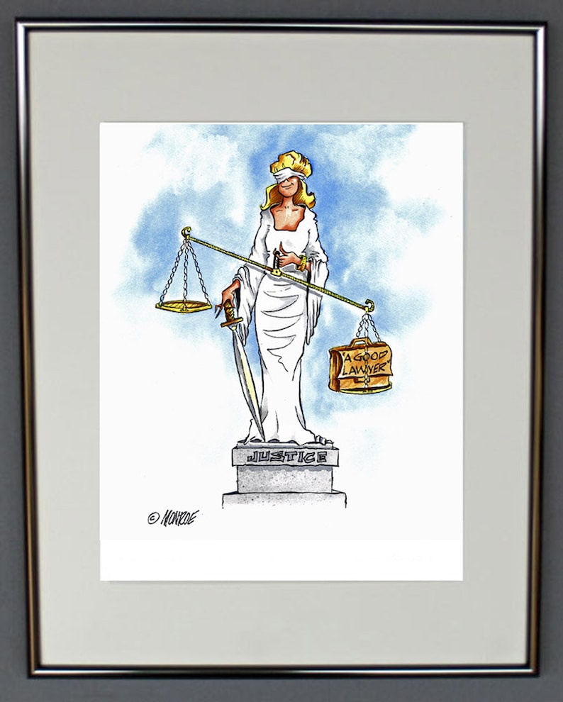 Scales of Justice Print Humorous Law Office Decor Lady Etsy