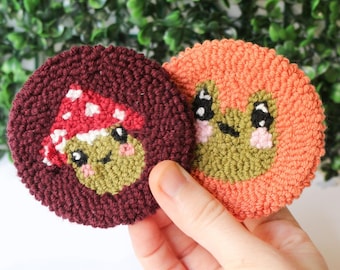 Set of car coasters - Punch needle, custom colours