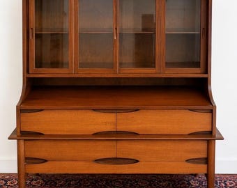 Danish Mid-Century Modern MCM Secretary Cabinet Bookcase buffet vintage