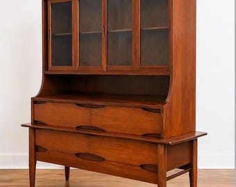 Danish Mid-Century Modern MCM Secretary Cabinet Bookcase buffet vintage 60”w x 61” tall x 18” d