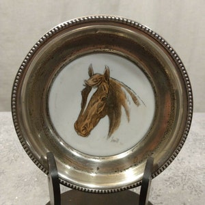 Sturm&quot; Sterling Silber Untersetzer von Frank M Whiting Triple Crown Winner 1946