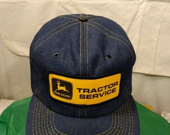 Vintage John Deere Denim Hat Rare Classic Patch Trucker Snapback Cap