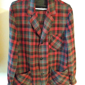 Vintage Pendleton herrkavaj i ull, medium, tillverkad i USA, stor knapp