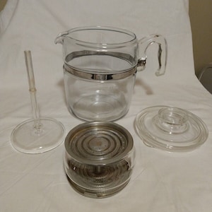 Vintage Pyrex Glas Perkolator 9 Tasse Flameware Kaffeekanne Hersteller komplett