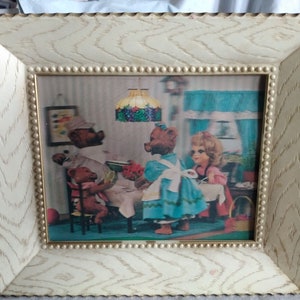 Riccioli d'oro e tre orsi Immagine vintage incorniciata con ologramma 3D del 1967 Vari Vue