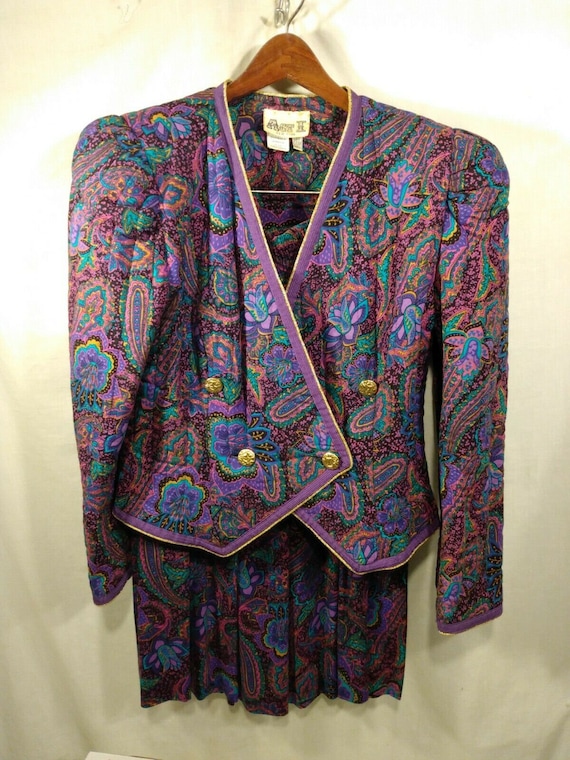 ACT 1 NEW YORK 70’s Vintage Long Sleeve Blue Purp… - image 1