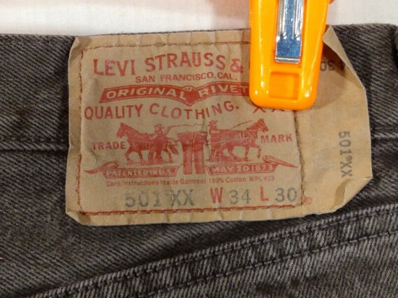 Vintage Levi Strauss 501XX Charcoal Washed Denim … - image 4