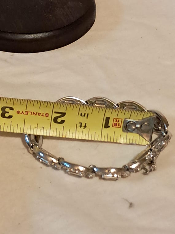 Vintage Bogoff Silver Tone Clear Rhinestone  Brac… - image 5