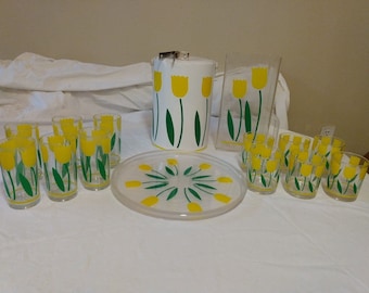 Conjunto de tulipas amarelas H J Stotter Retro Mcm Lucite Acrílico