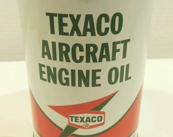 Vintage TEXACO Aircraft Engine Oil / 120 - 70 W FULL Can / 5-68 ( 50+ Yrs.)