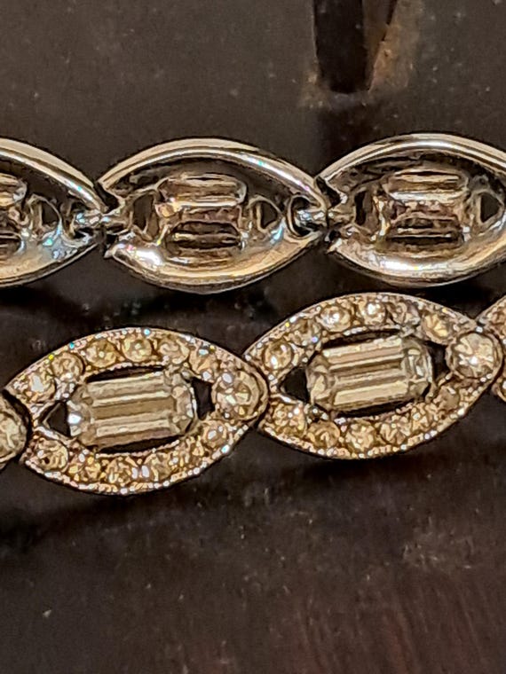 Vintage Bogoff Silver Tone Clear Rhinestone  Brac… - image 2