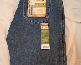 Wrangler - Regular Fit Herren Jeans Blau 5 Star Premium Denim Größe 34x30 NEU mit Etikett