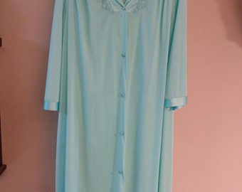 Camisola vintage acolchoada com apliques azul-petróleo da Vanity Fair, robe grande feito nos EUA