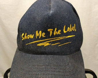 Vtg 80's SMWIA Union Colecionável Mostre-me o rótulo Snapback Hat Cap Denim NOS