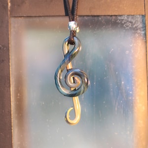 Glass Treble Clef Pendant - Music Lover Necklace