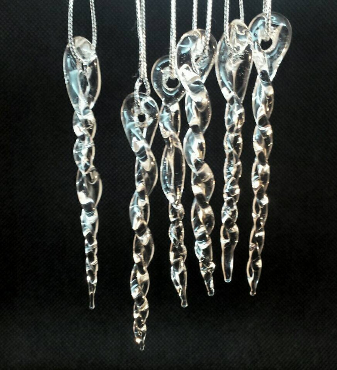 Glass Icicles. Clear Glass Icicle Tree Ornaments Pack of Six Etsy UK