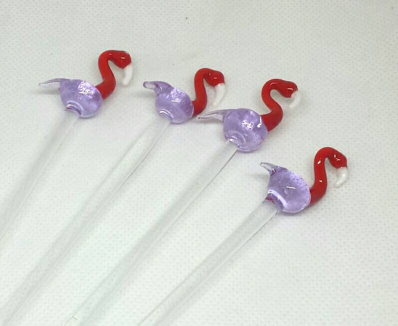 Glass Drinks Stirrers Set of Four Decorative Glass Cocktail Stirrers