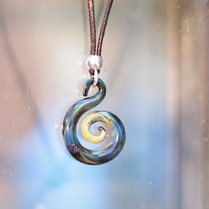 Spiral Pendant - Glass Spiral Necklace - Handblown Glass Spiral Jewellery - Blue, red or Exotic Blue - Glass Jewellery