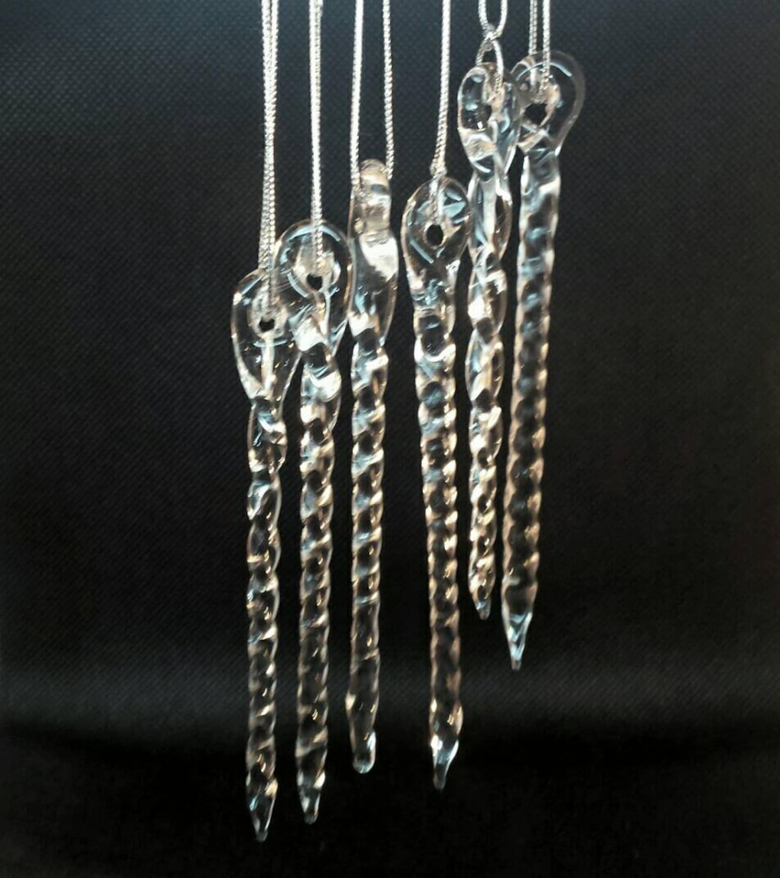 Glass Icicles. Clear Glass Icicle Tree Ornaments Pack of Six Etsy UK