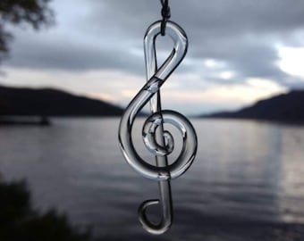 Glass Treble Clef Ornament: Borosilicate Musical Decoration
