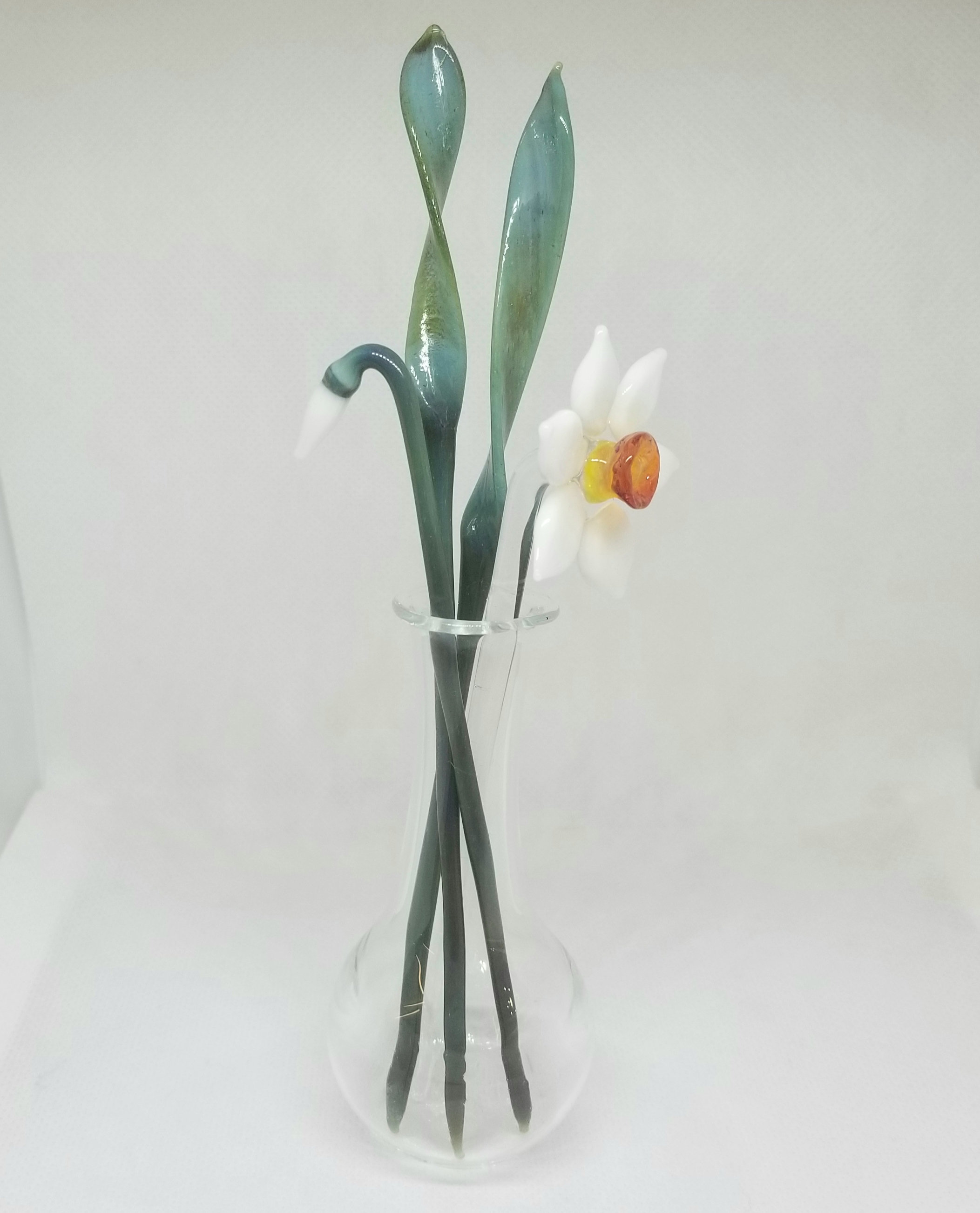 Glass Flowers Daffodil in Vase Spring Flower Vase Glass Etsy UK