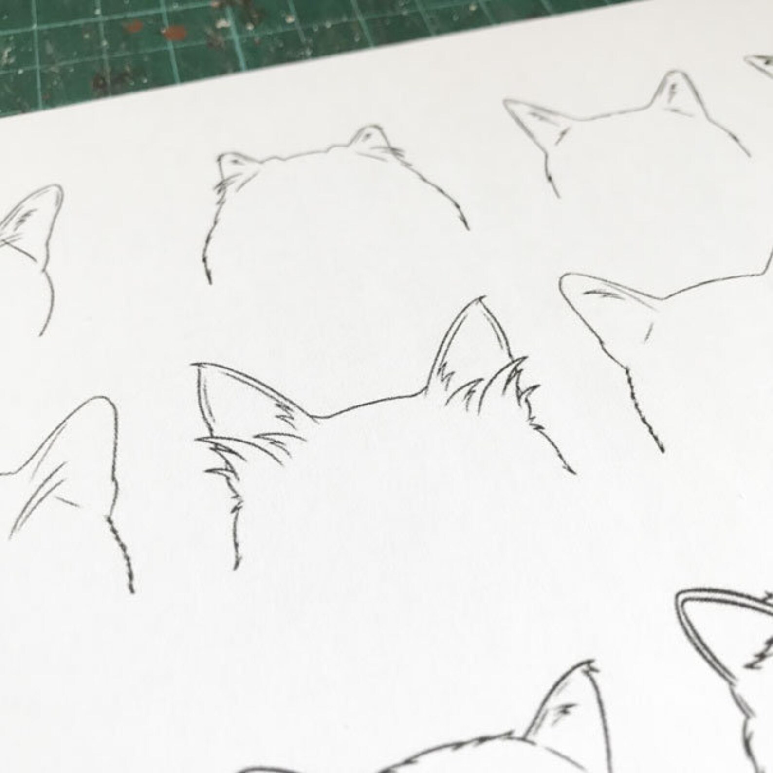 13 CAT Ears Line Drawing, Clip Art, PNG File, Pet Ear Outline Drawing