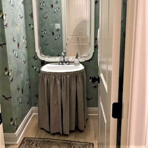 Sink Skirt with Velcro/ Sink skirt for bathroom or kitchen/ Curtains for Cabinets and Shelves/ Dorm Décor/ Dorm Curtains/ Utility sink skirt