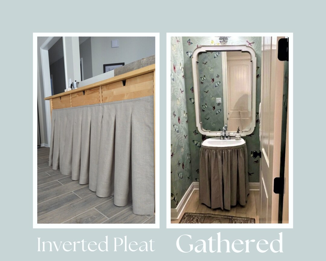 Sink Skirt With Velcro/ Sink Skirt for Bathroom or Kitchen/ Curtains ...