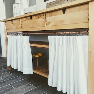 Sink Skirt, Vanity Cover, Cafe Curtain, Farmhouse Decor, Industrial or Country Kitchen Style, Multiple colors. Pleated Curtains and Valances