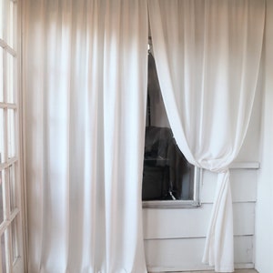 White Linen Curtains/ Sheer Curtains/ Light Filtering Furtains/ Farmhouse or Modern Home Decor / Rod Pocket Curtains/ Natural Linen Curtain