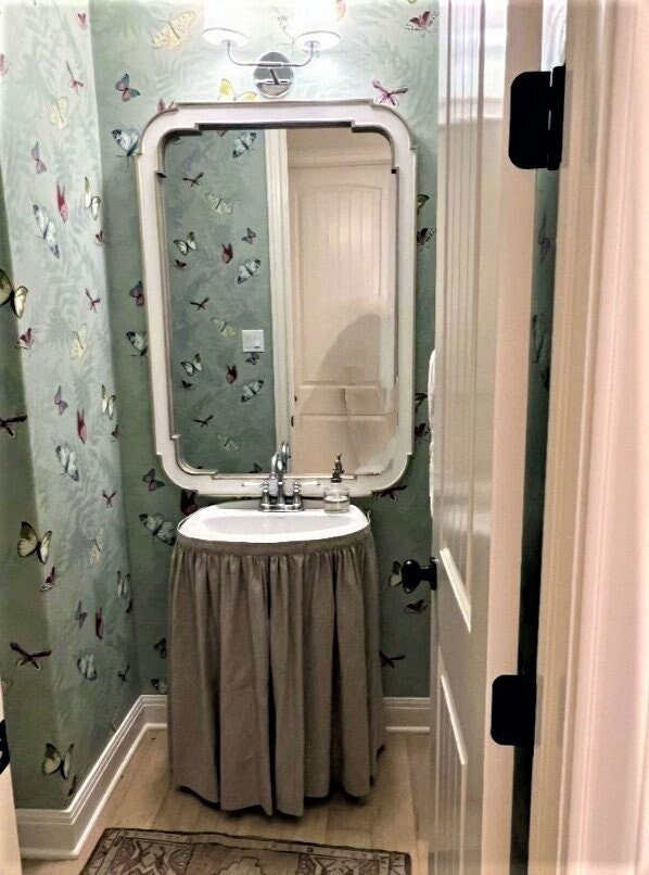 Waschbecken Rock mit Klettverschluss für Badezimmer oder Küche/ Vorhänge für Schränke und Regale/ Wohnheim Dekor/ Wohnheim Vorhänge/ Waschbecken Rock