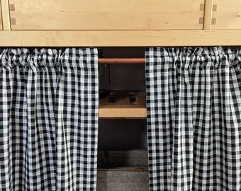 Farmhouse Kitchen Sink Curtain, Rod Pocket Vanity Cover, Country Cafe Decor