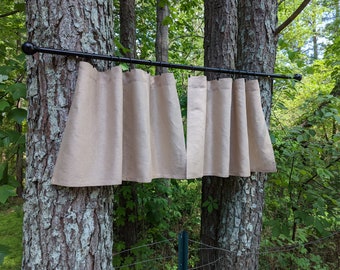 Semi Sheer, 100% Linen Cafe Curtain / Ferme, style cuisine industrielle ou champêtre / rideau blanc cassé / rideaux beiges et valences.