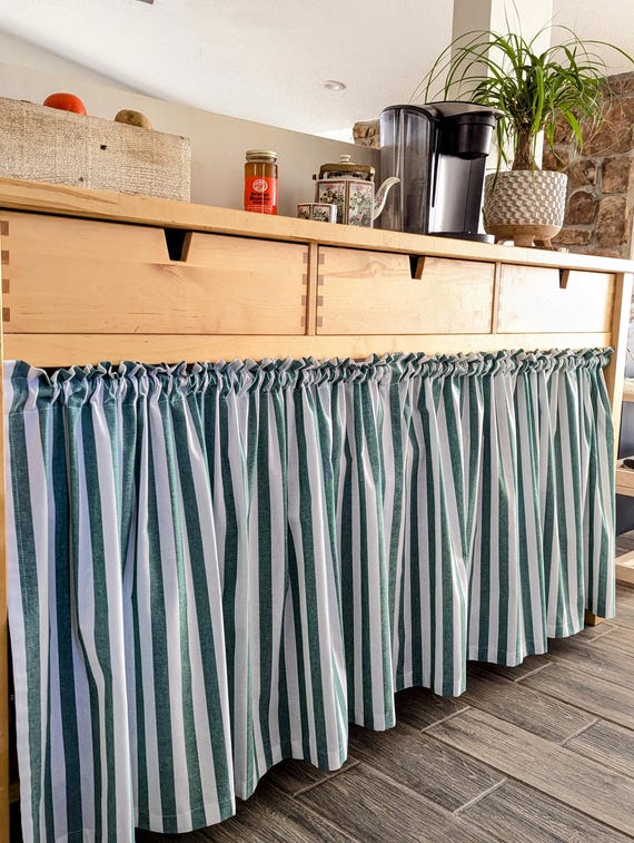 Sink Skirt for Farmhouse Kitchen, Cafe Curtains, Striped Curtains, Country Style Kitchen Curtains and Valances. Rod Pocket With Heading, XXL