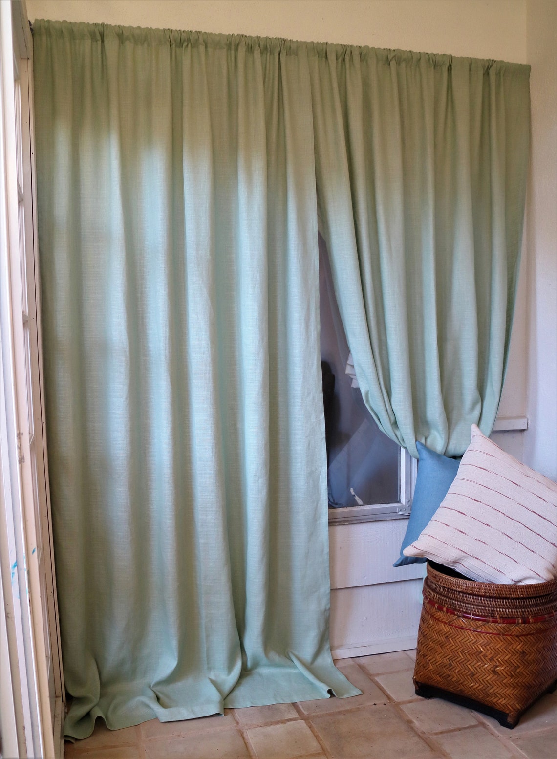 Farmhouse Decor /green/sage Linen Curtains/ Bedroom Curtains/ Etsy