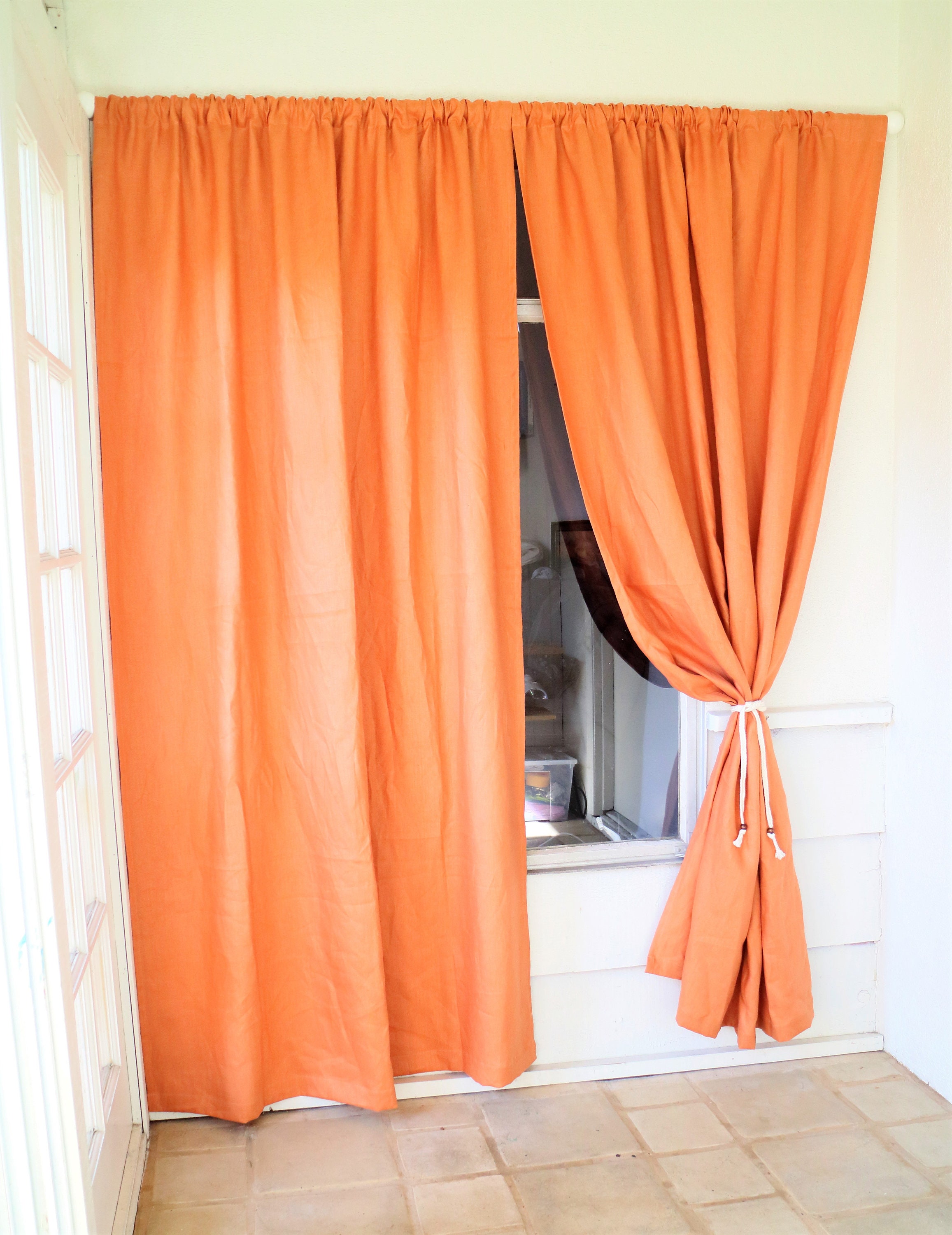 Farmhouse Style Curtains/ Linen Curtains/ Blue Curtains/ Etsy