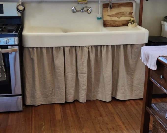 Sink Skirt With Velcro/ Sink Skirt for Bathroom or Kitchen/ Curtains ...