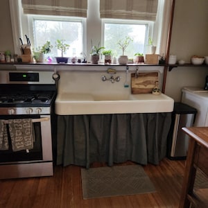 Sink Skirt with Velcro/ Sink skirt for bathroom or kitchen/ Curtains for Cabinets and Shelves/ Dorm Décor/ Dorm Curtains/ Utility sink skirt