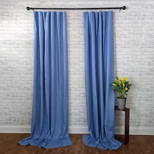 One pair of linen Curtains. Easy to customize and add a privacy or blackout lining. Farmhouse Curtains