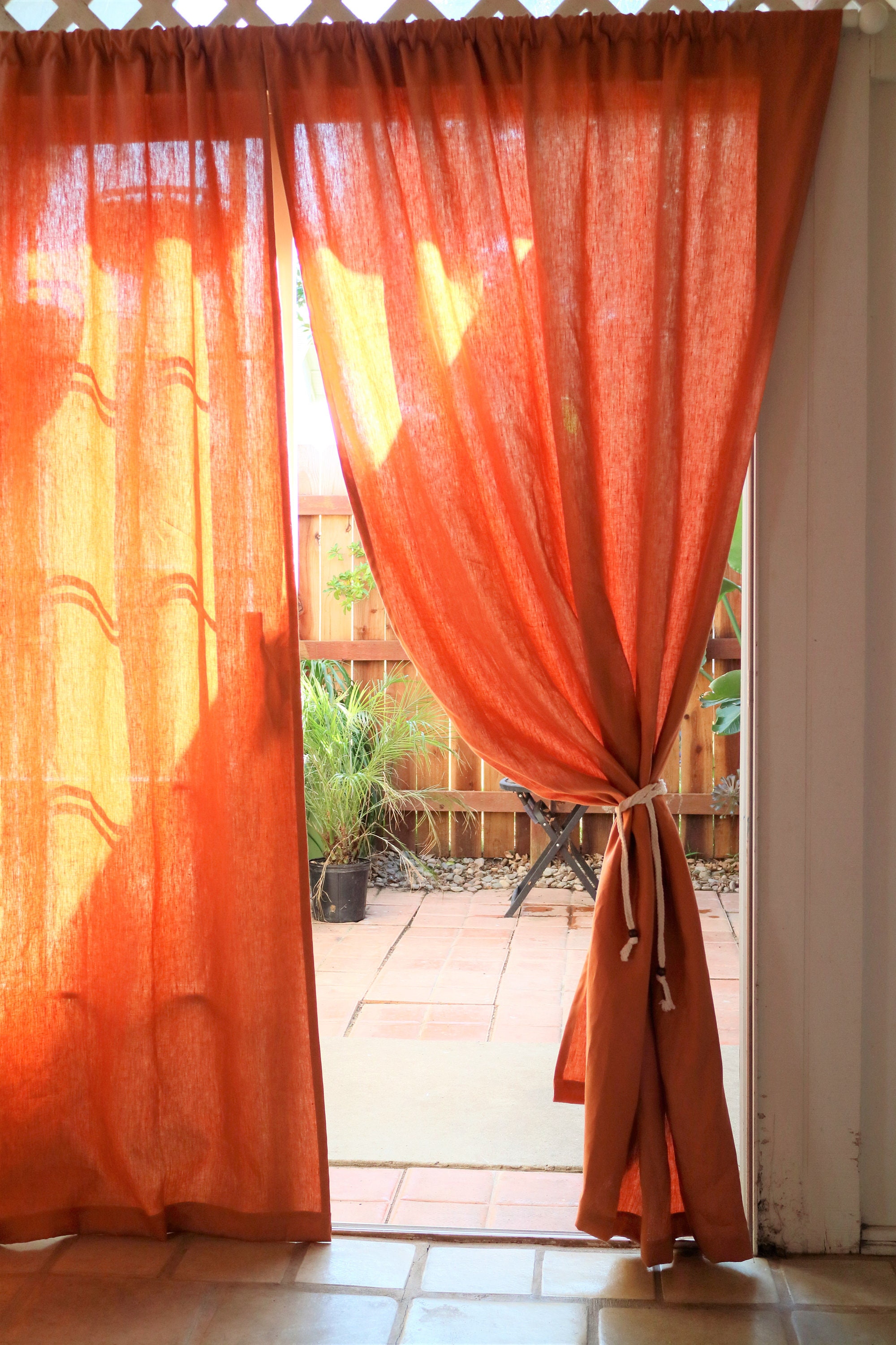 Farmhouse Style Curtains Linen Curtains Terracotta Curtains Etsy